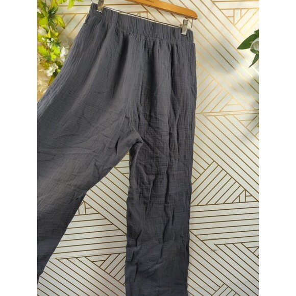 Faherty Women's Dream Organic Cotton Gauze Wide Leg Pants Washed Gray Sz Small - Picture 6 of 6